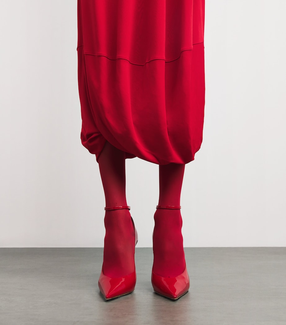 Lemaire Red Pocket-Detail Cowl-Neck Midi Dress