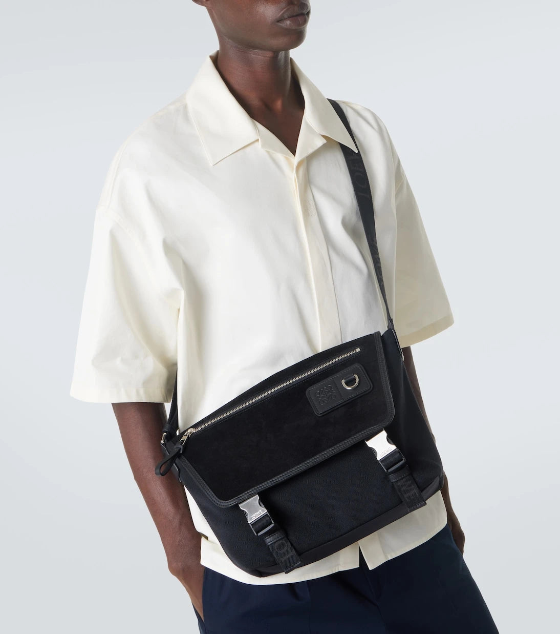 Loewe - Flex Medium canvas and suede messenger bag