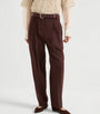 Brunello Cucinelli Red Virgin Wool-Cotton Slouchy Trousers