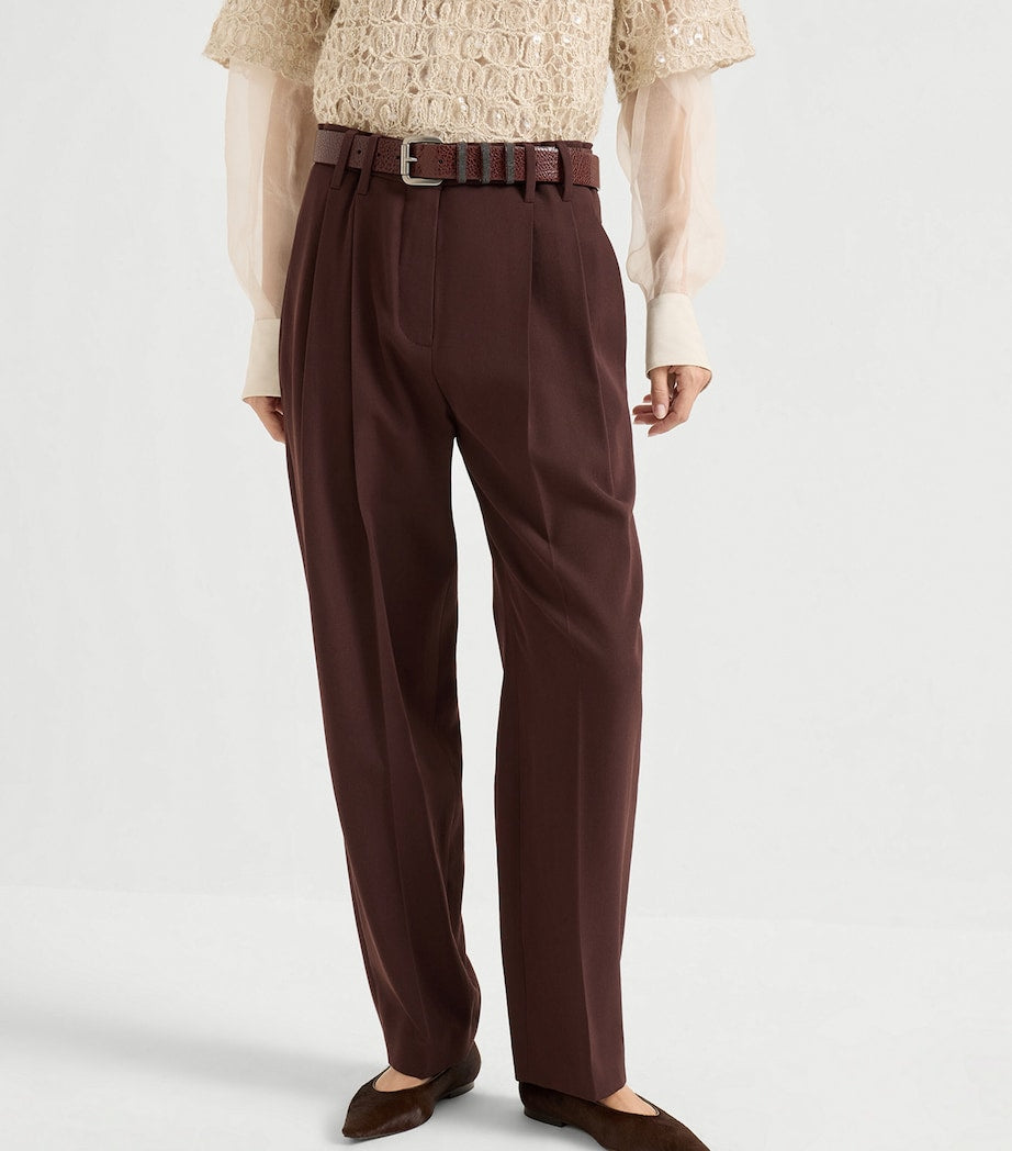 Brunello Cucinelli Red Virgin Wool-Cotton Slouchy Trousers