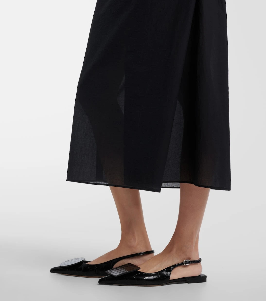 Jacquemus - Drap cotton-blend poplin midi dress