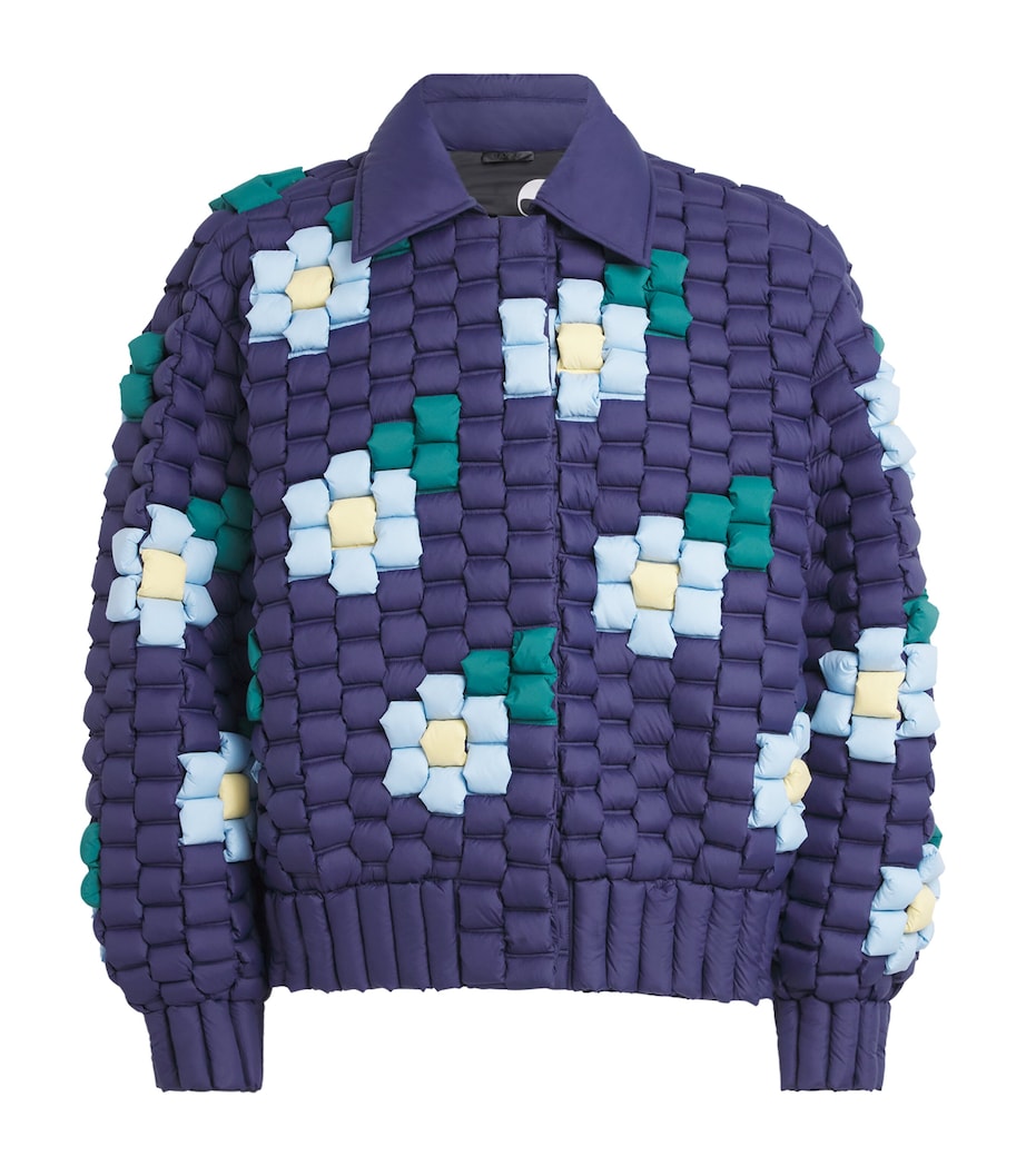 Raxxy Navy 3D Down-Filled Floral Puffer Jacket