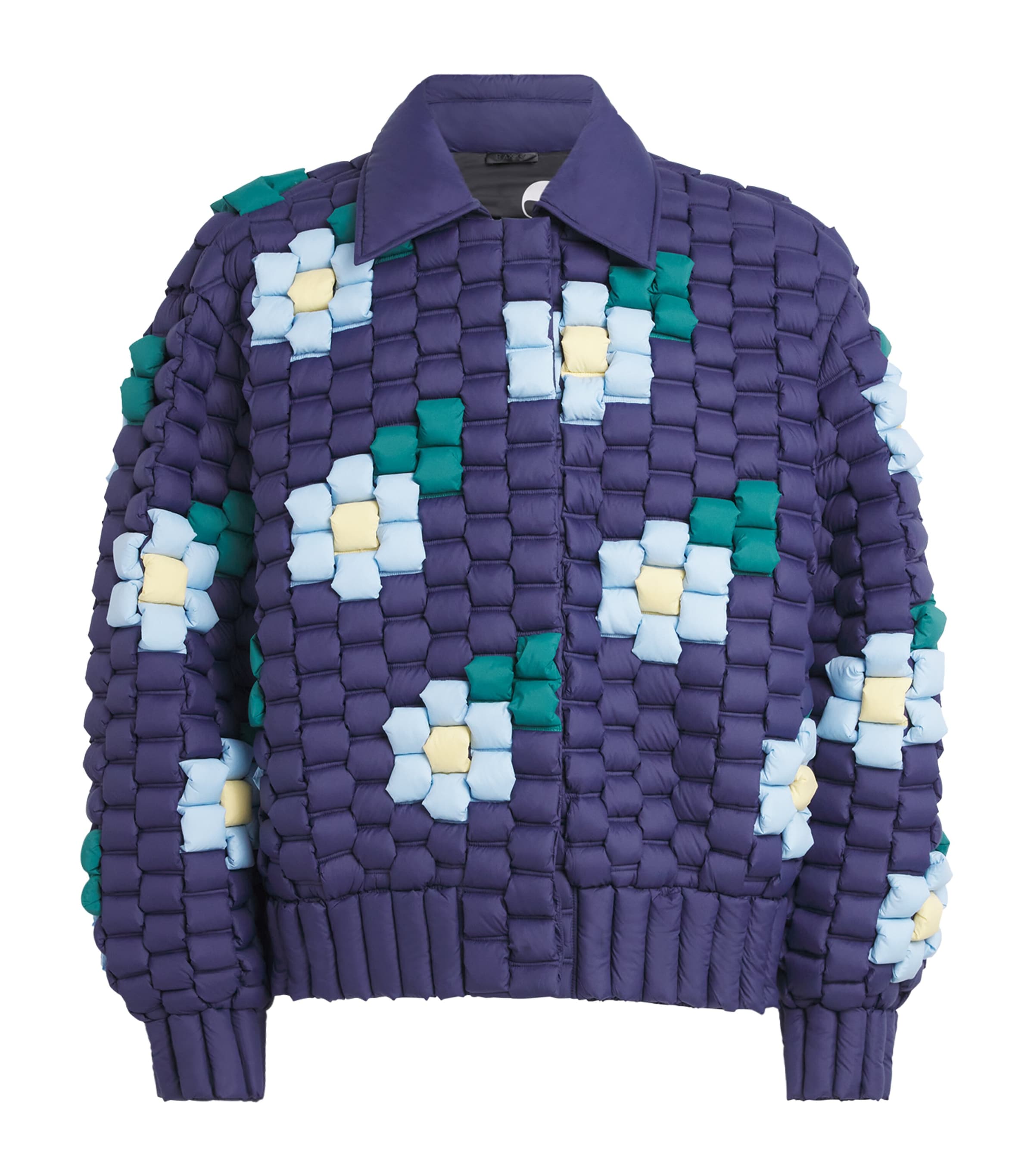 Raxxy Navy 3D Down-Filled Floral Puffer Jacket