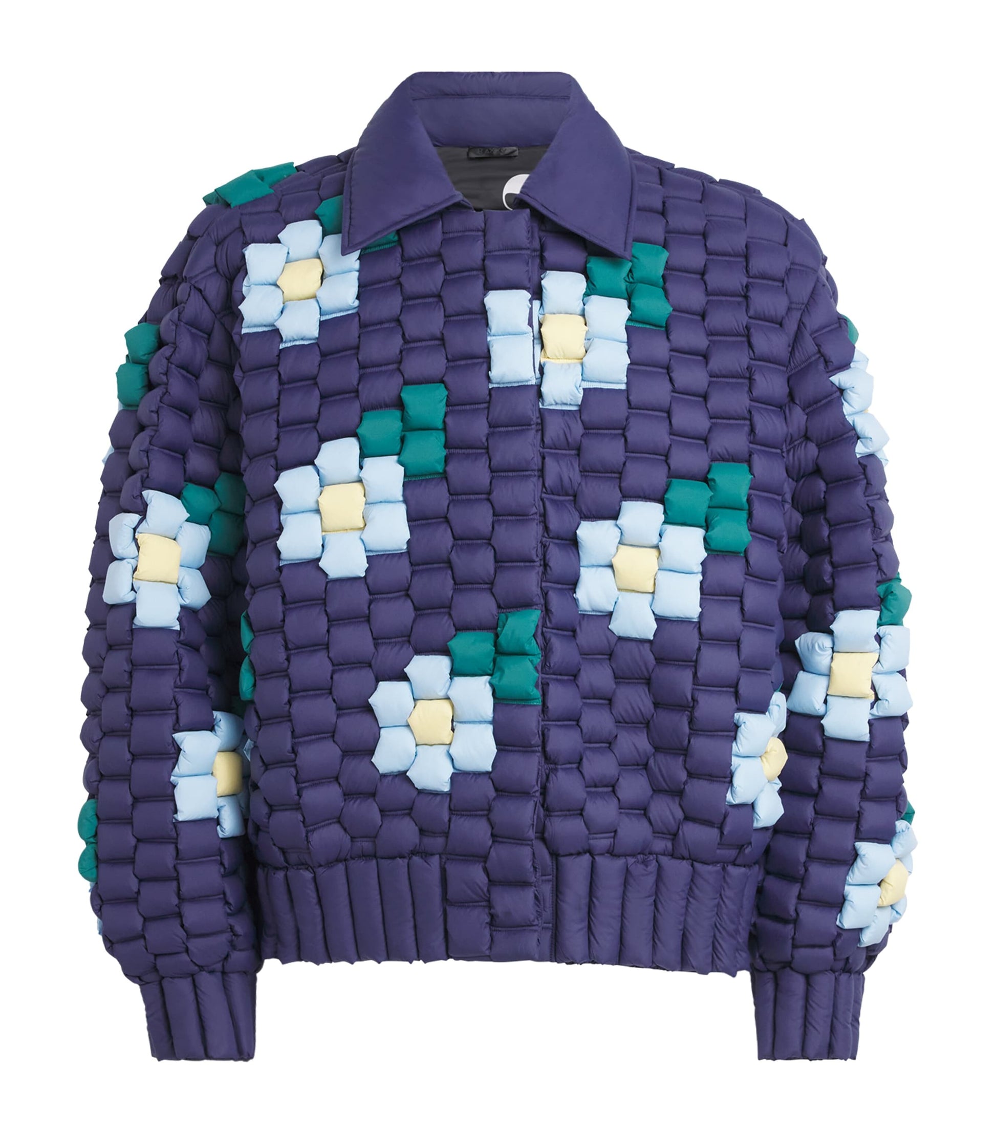 Raxxy Navy 3D Down-Filled Floral Puffer Jacket