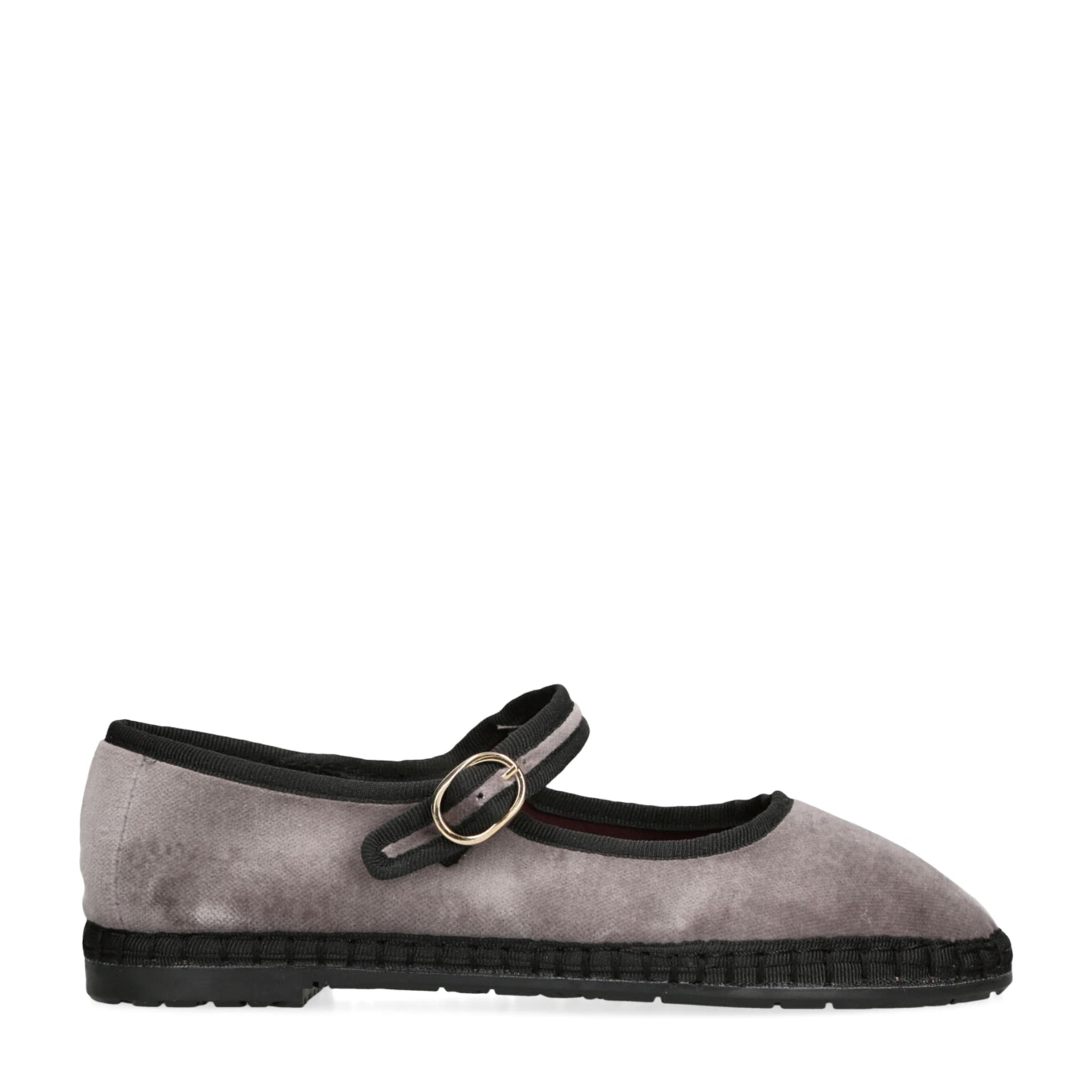 Flabelus Grey Velvet Brida Mary Jane Flats