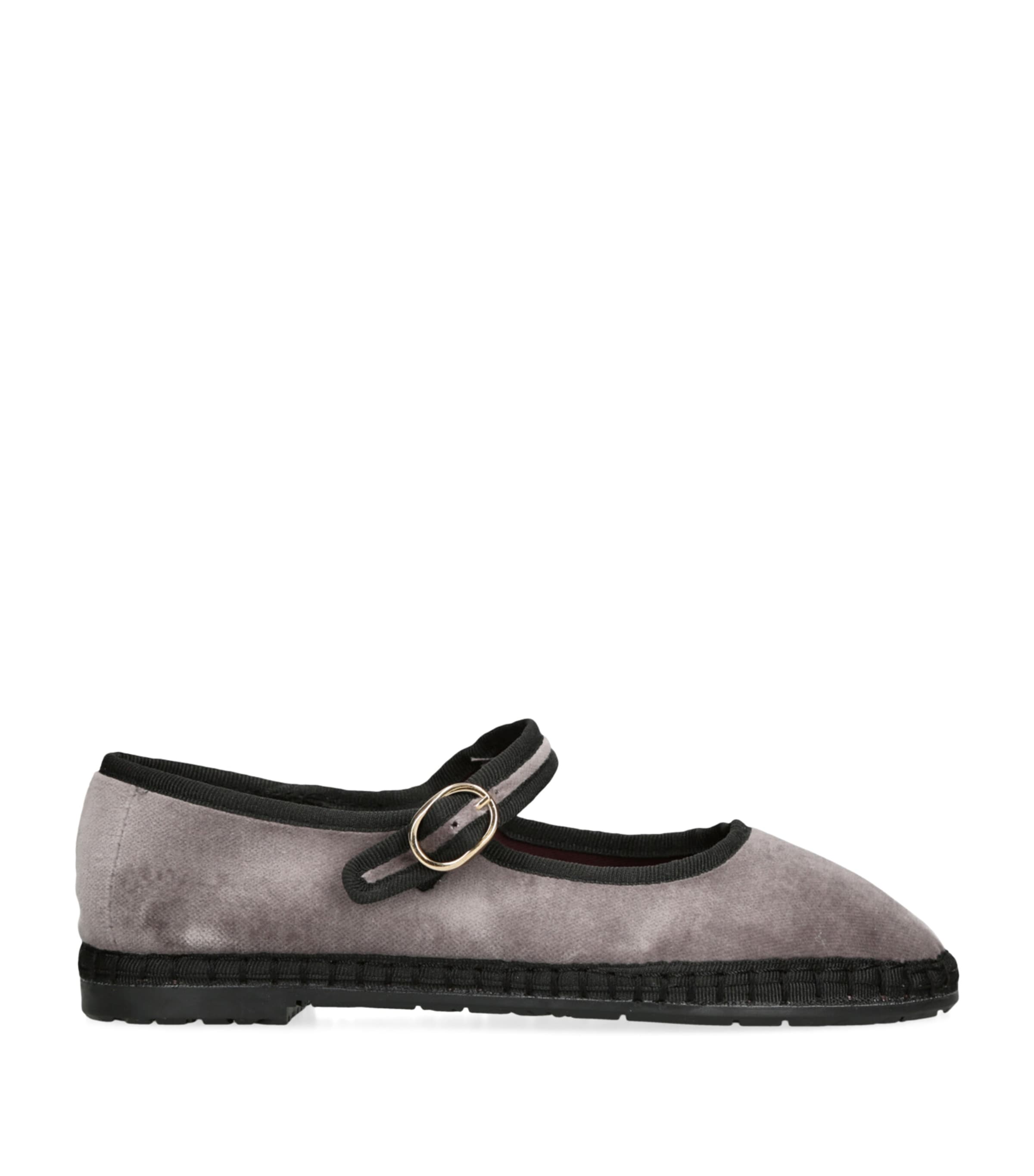 Flabelus Grey Velvet Brida Mary Jane Flats