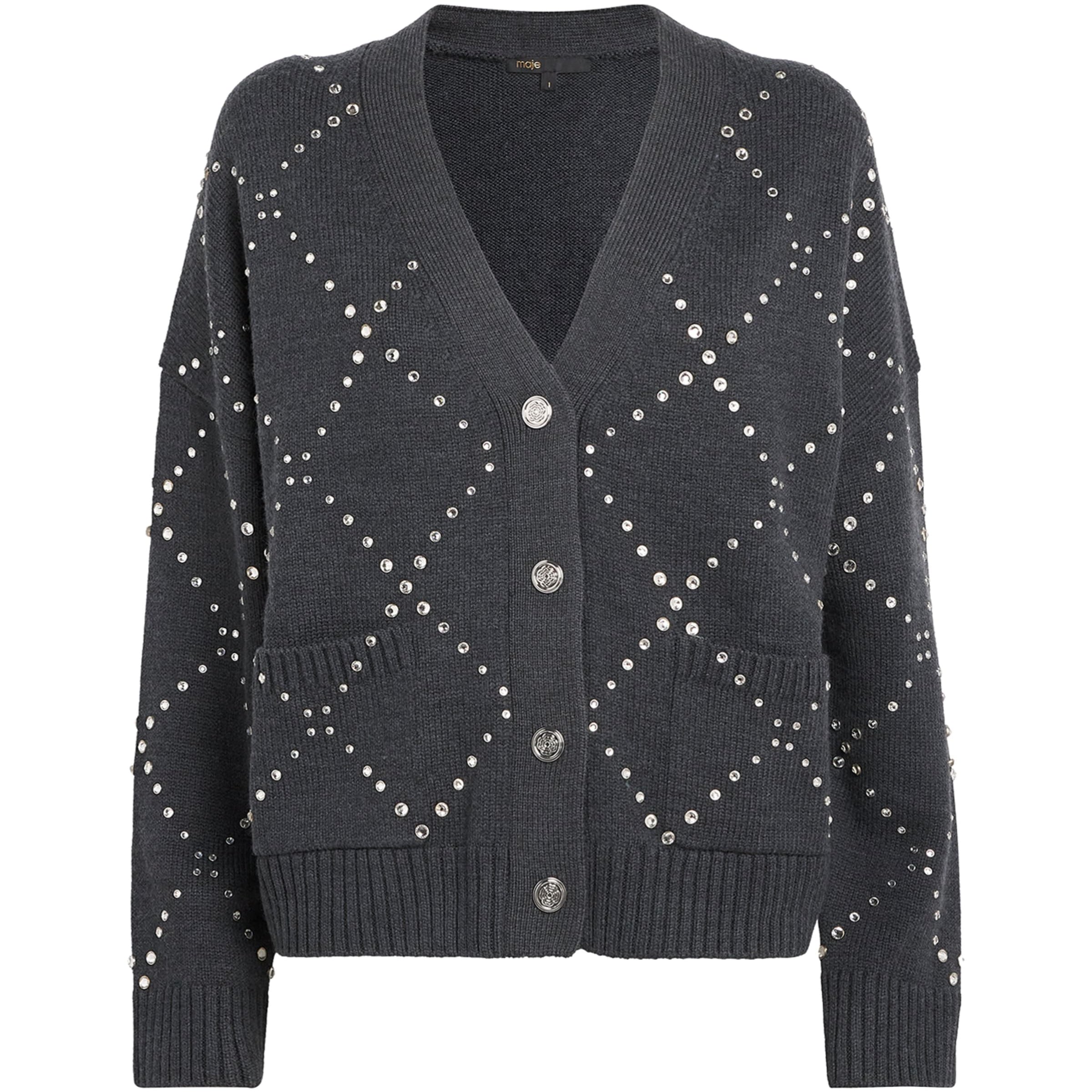 Maje Black Studded Cardigan