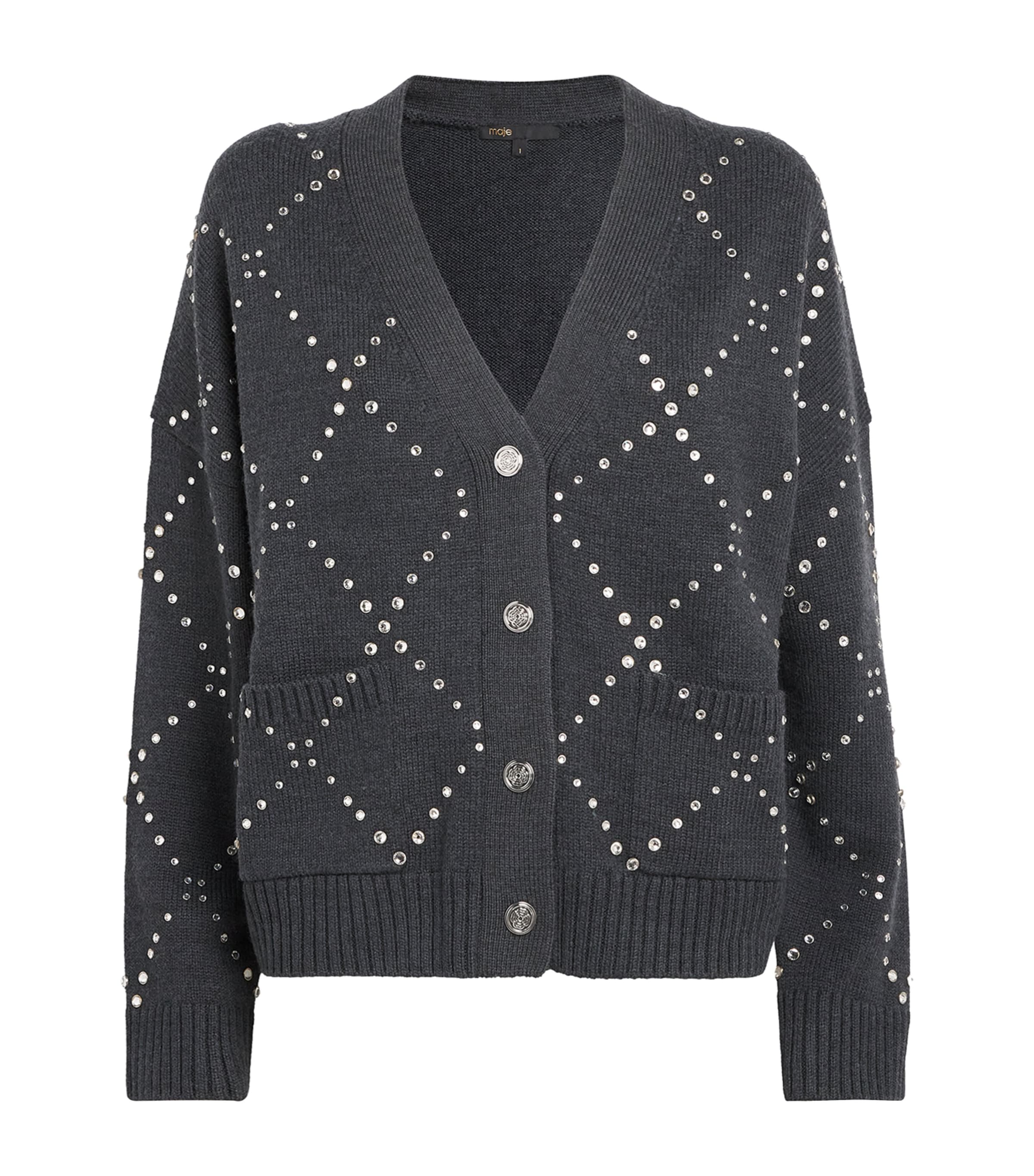 Maje Black Studded Cardigan