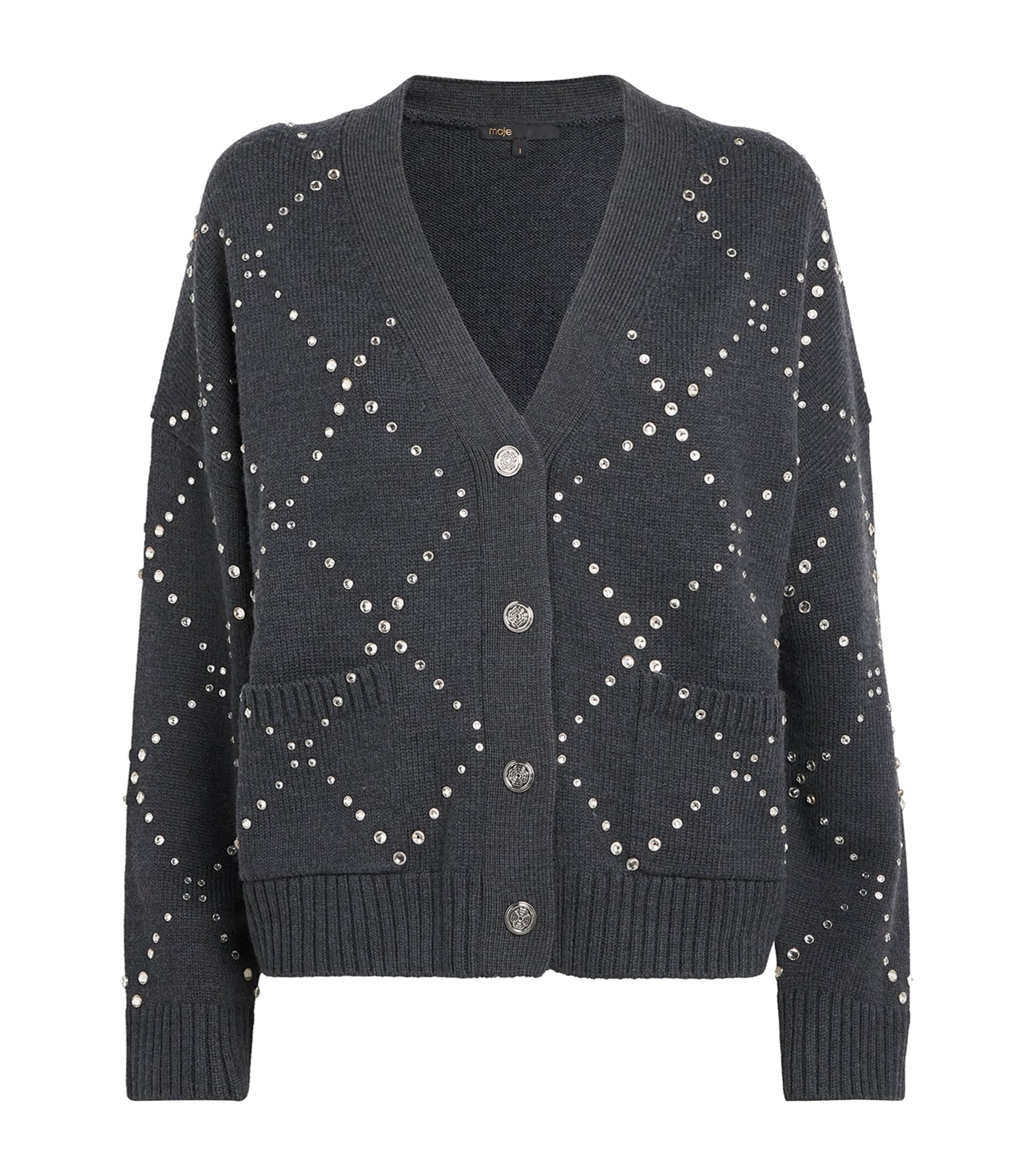 Maje Black Studded Cardigan