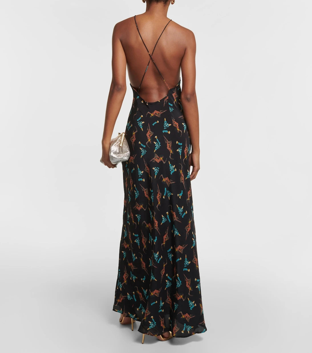 Rixo - Printed halterneck silk maxi dress