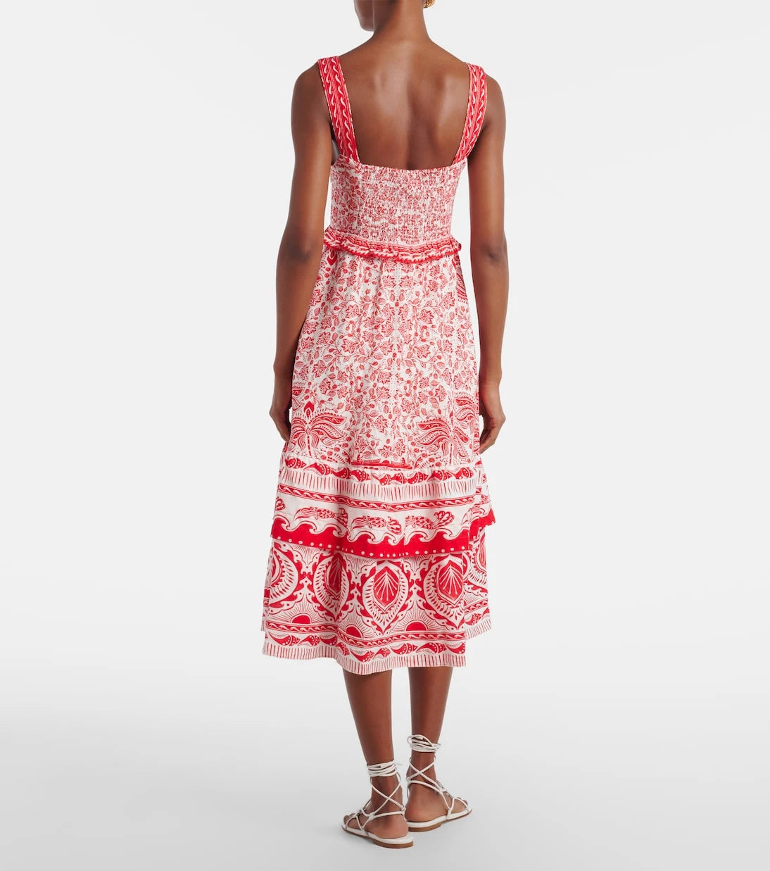 Farm Rio - River Ride linen-blend bustier dress
