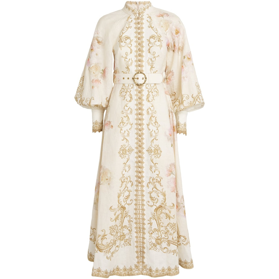 Ivory Linen Hypnotic Midi Dress