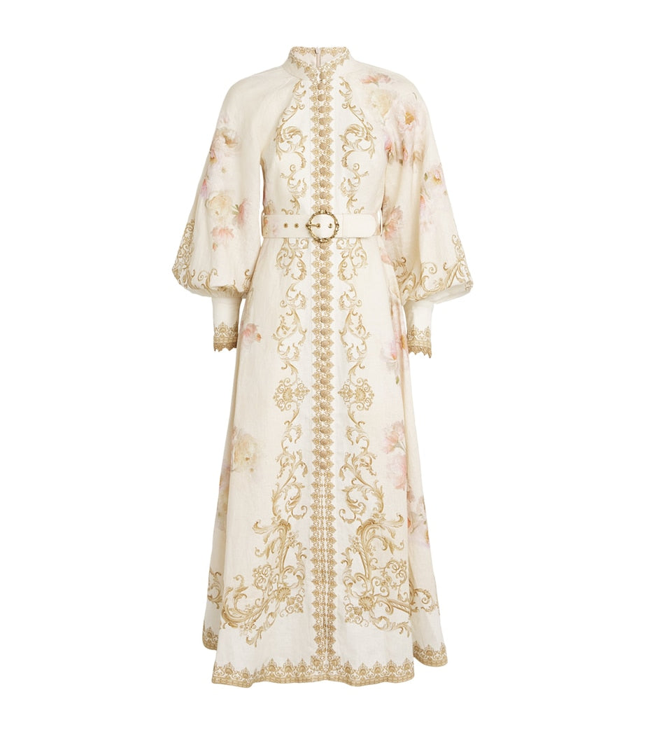 Ivory Linen Hypnotic Midi Dress