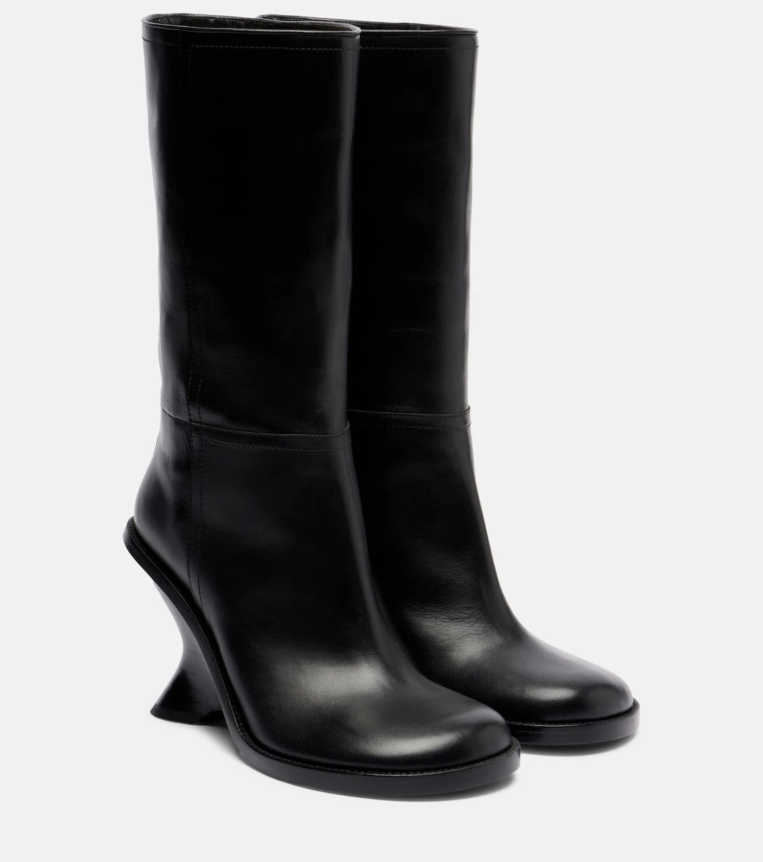 Dries Van Noten - 95 leather wedge knee-high boots