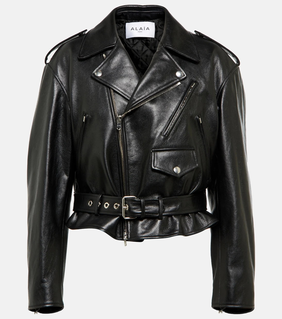 Alaïa - Cropped leather biker jacket