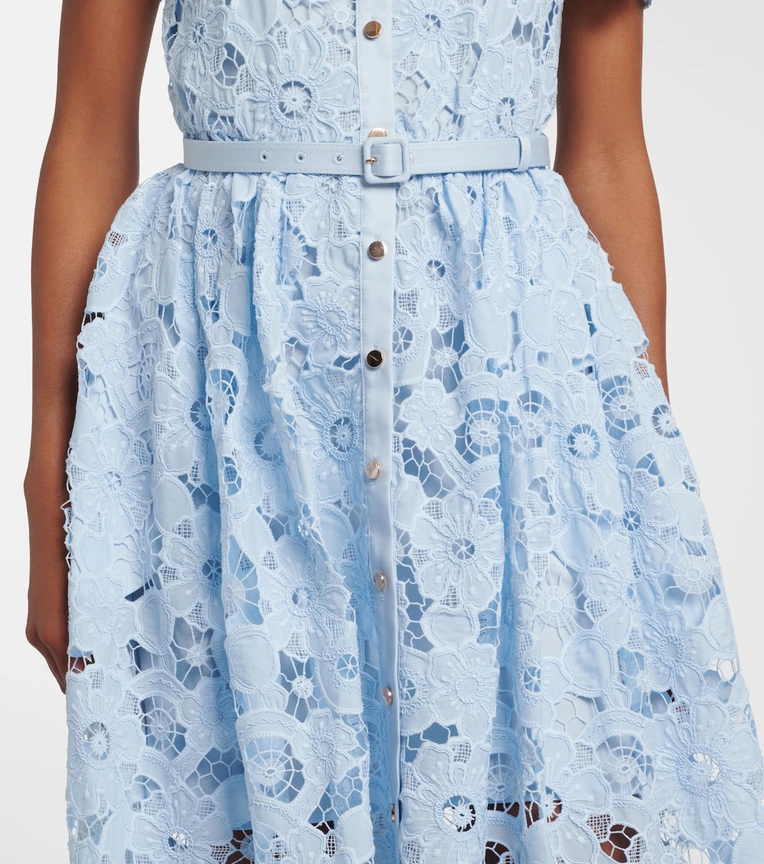Self-Portrait - Belted lace shirt dress