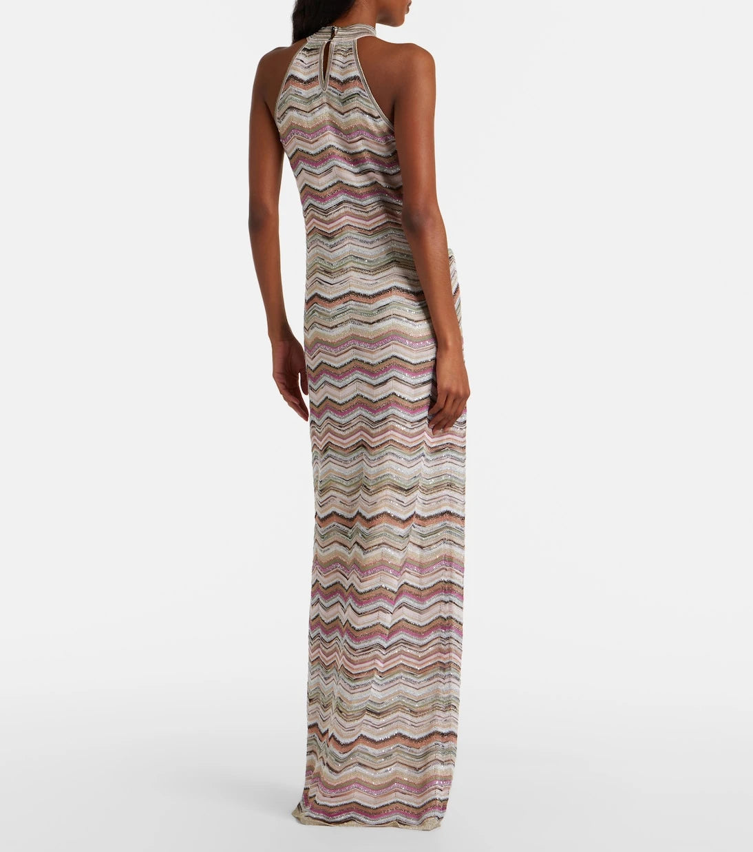 Missoni - Zigzag halterneck sequined lamé maxi dress