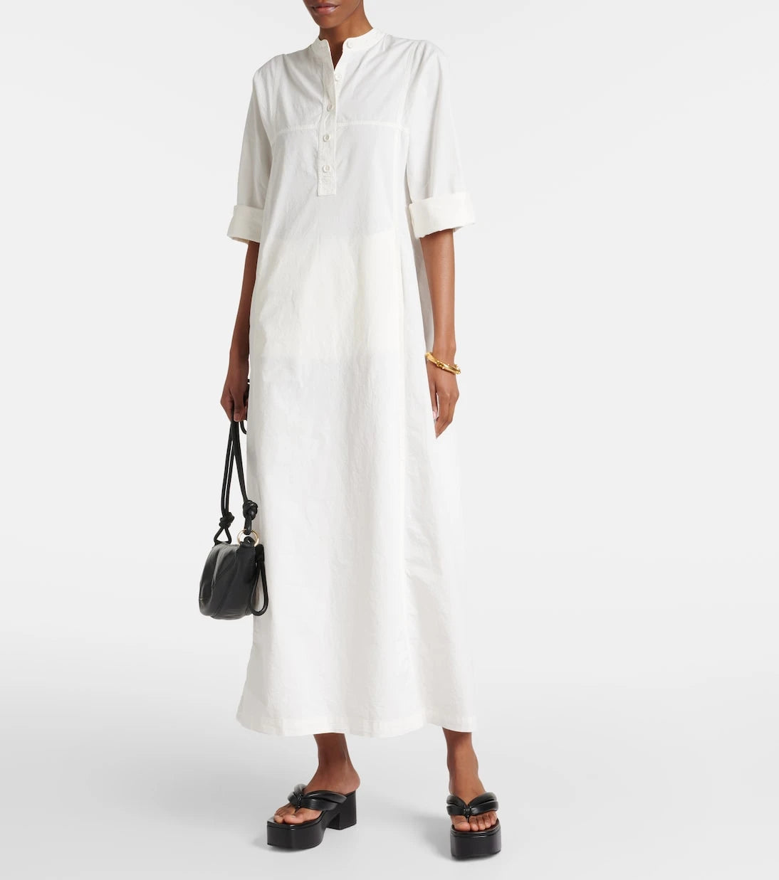 Dries Van Noten - فستان ماكسي من القطن البوبلين