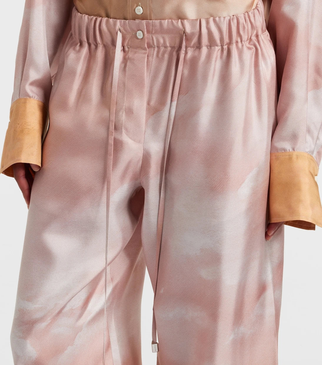 The Attico - Printed silk twill palazzo pants