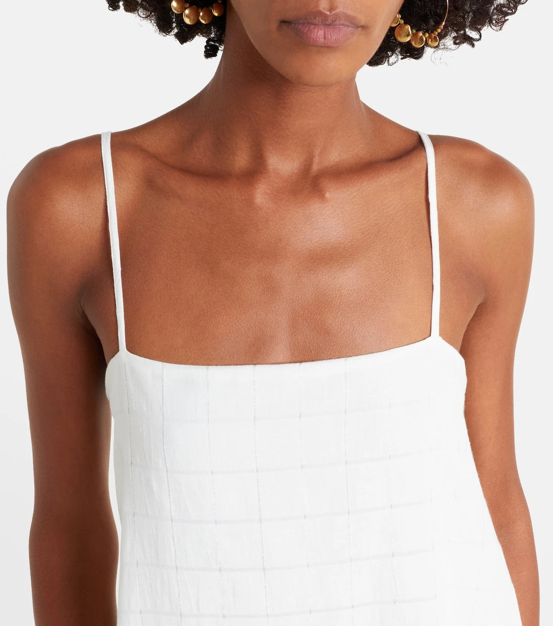 Asceno - Melfi checked linen and cotton maxi dress