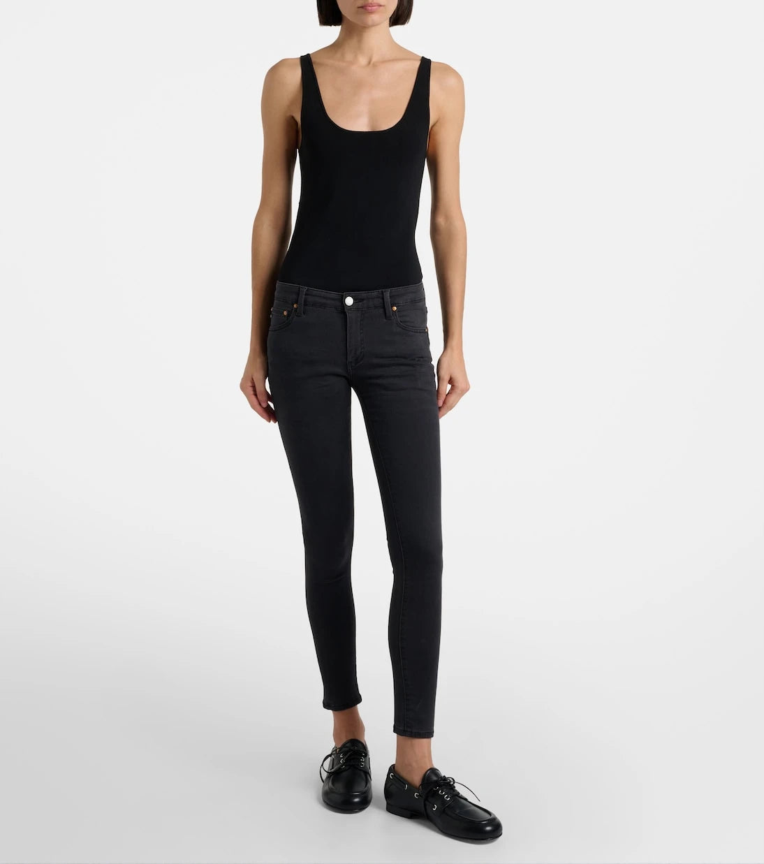 AG Jeans - بنطلون جينز سكيني بقصة منخفضة الخصر