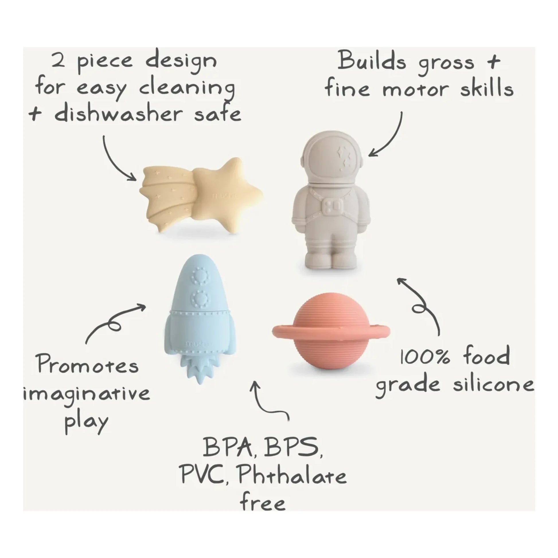 Mushie - Espace bath toys - Set of 4