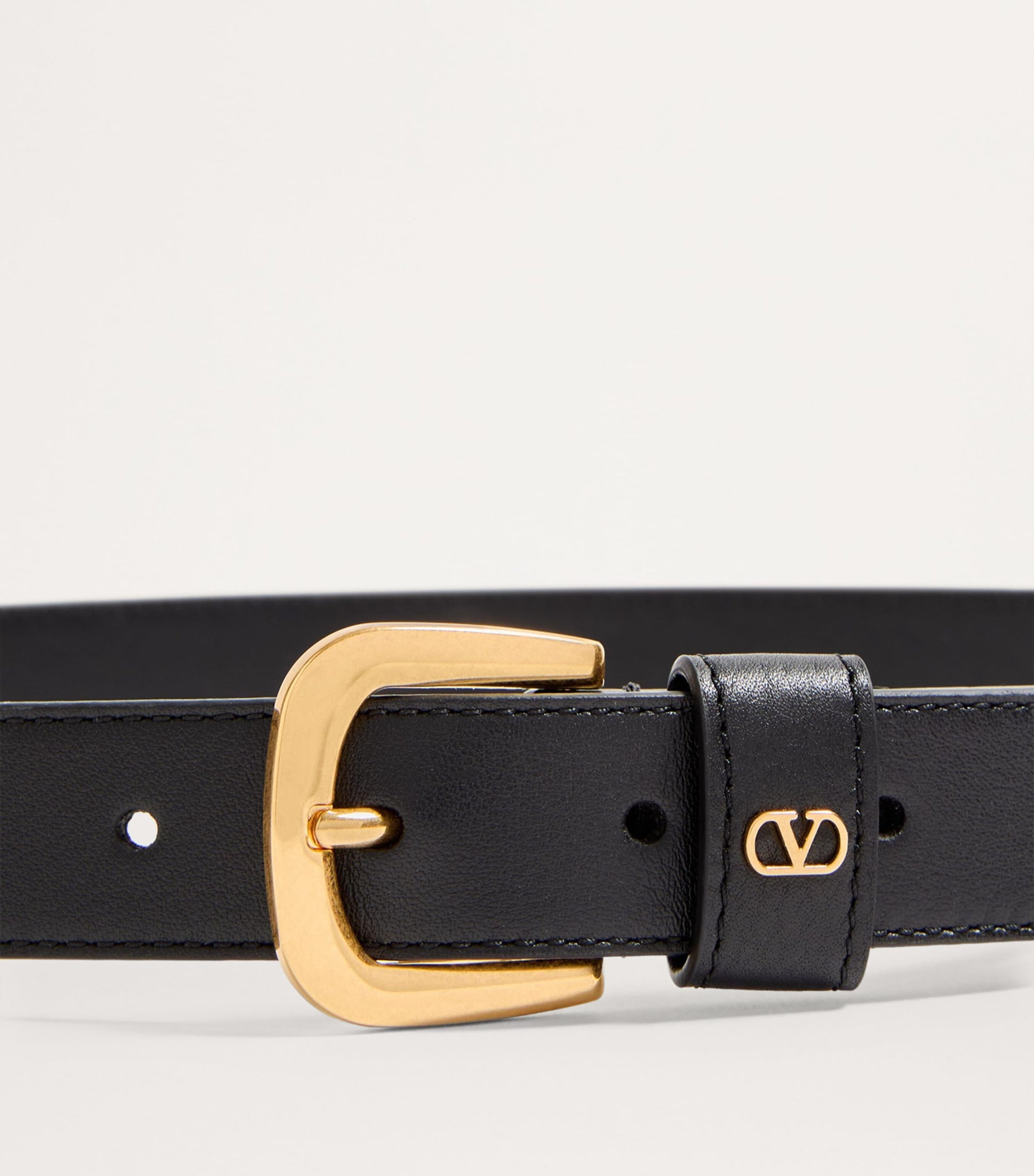 Valentino Garavani Black Leather VLogo Signature Belt