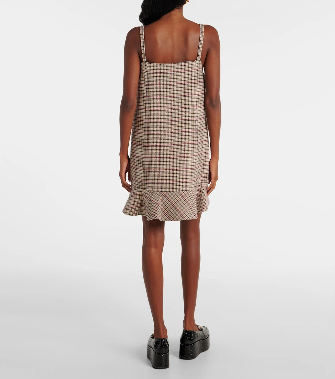 Ganni - Checked wool-blend minidress