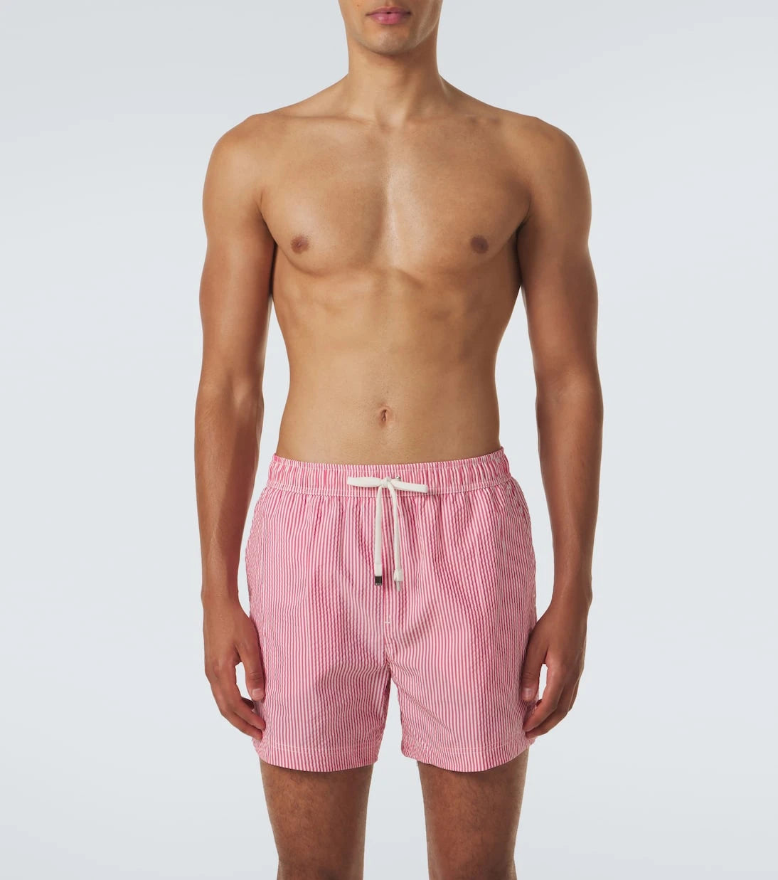Zegna - Striped seersucker swim trunks