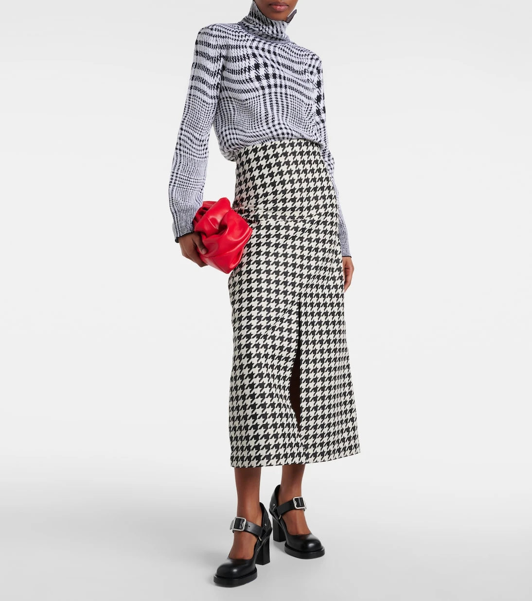 Burberry - Houndstooth twill maxi skirt