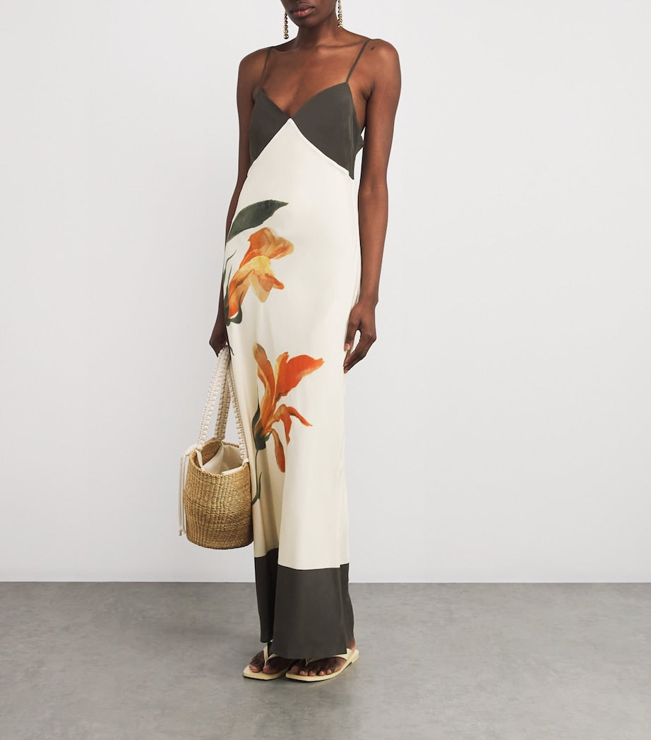 Multi Silk Floral Constance Maxi Dress