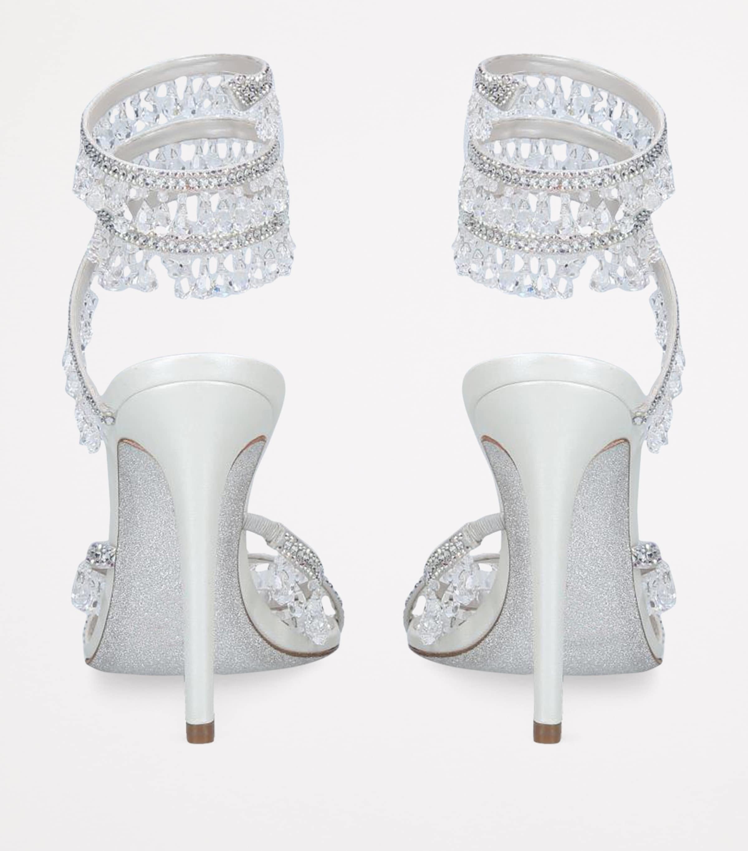 Grey Satin Chandelier Sandals 105