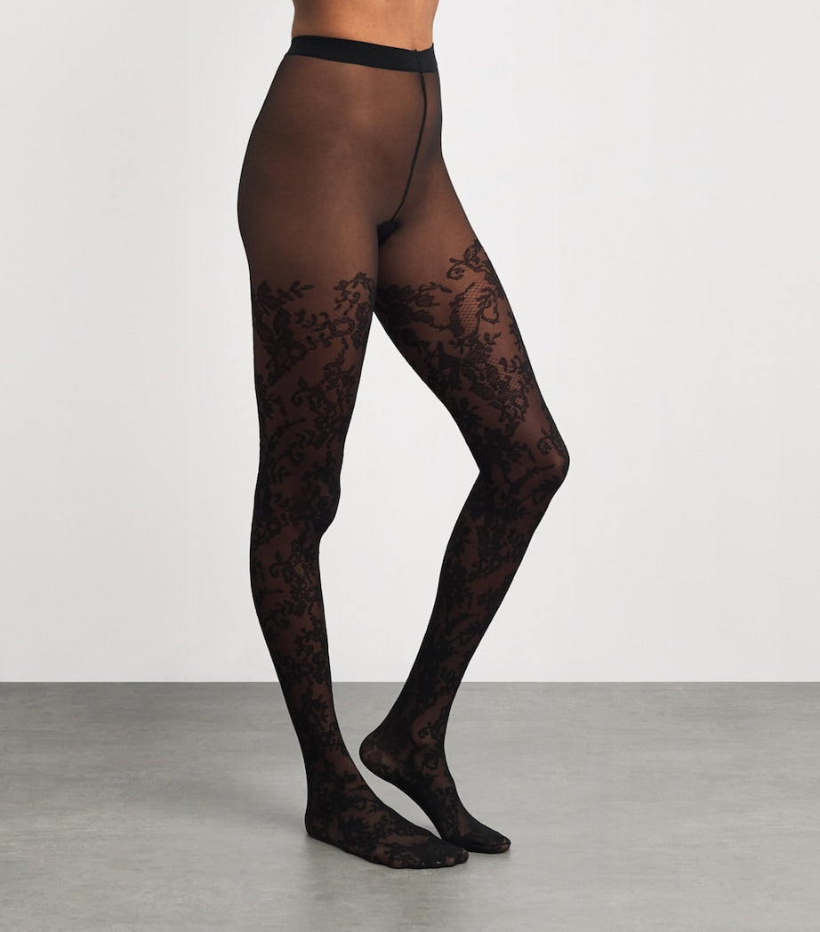 Falke Black Floral Lace Tights
