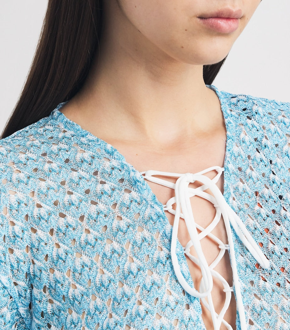 Metallic-Crochet Mini Dress