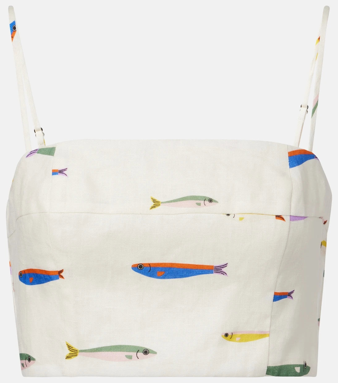 Staud - Federico printed linen crop top