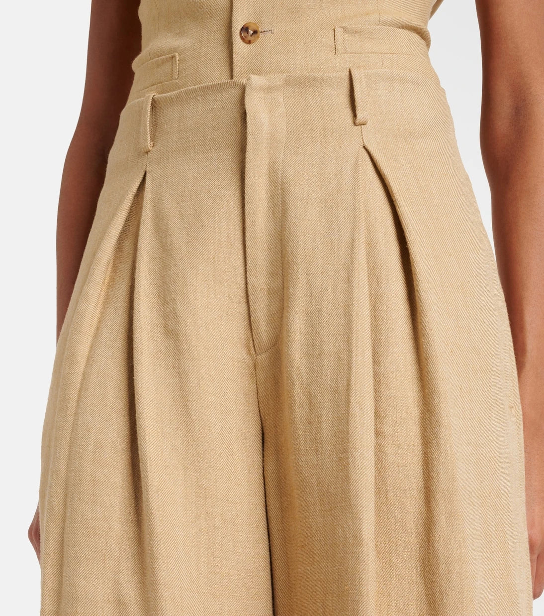 Ralph Lauren Collection - بنطلون Greer بقصة أرجل واسعة من الحرير والكتان