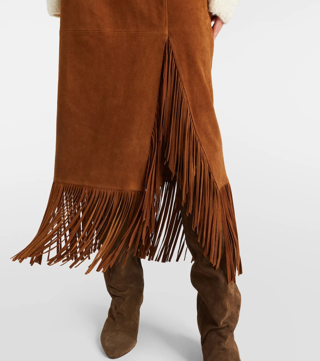 Polo Ralph Lauren - Fringed suede midi skirt