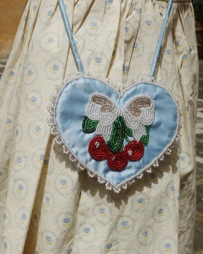 Konges Sløjd çocuklar için crossbody çanta BEADED HEART MINI PURSE