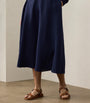Navy Linen Erica Midi Skirt