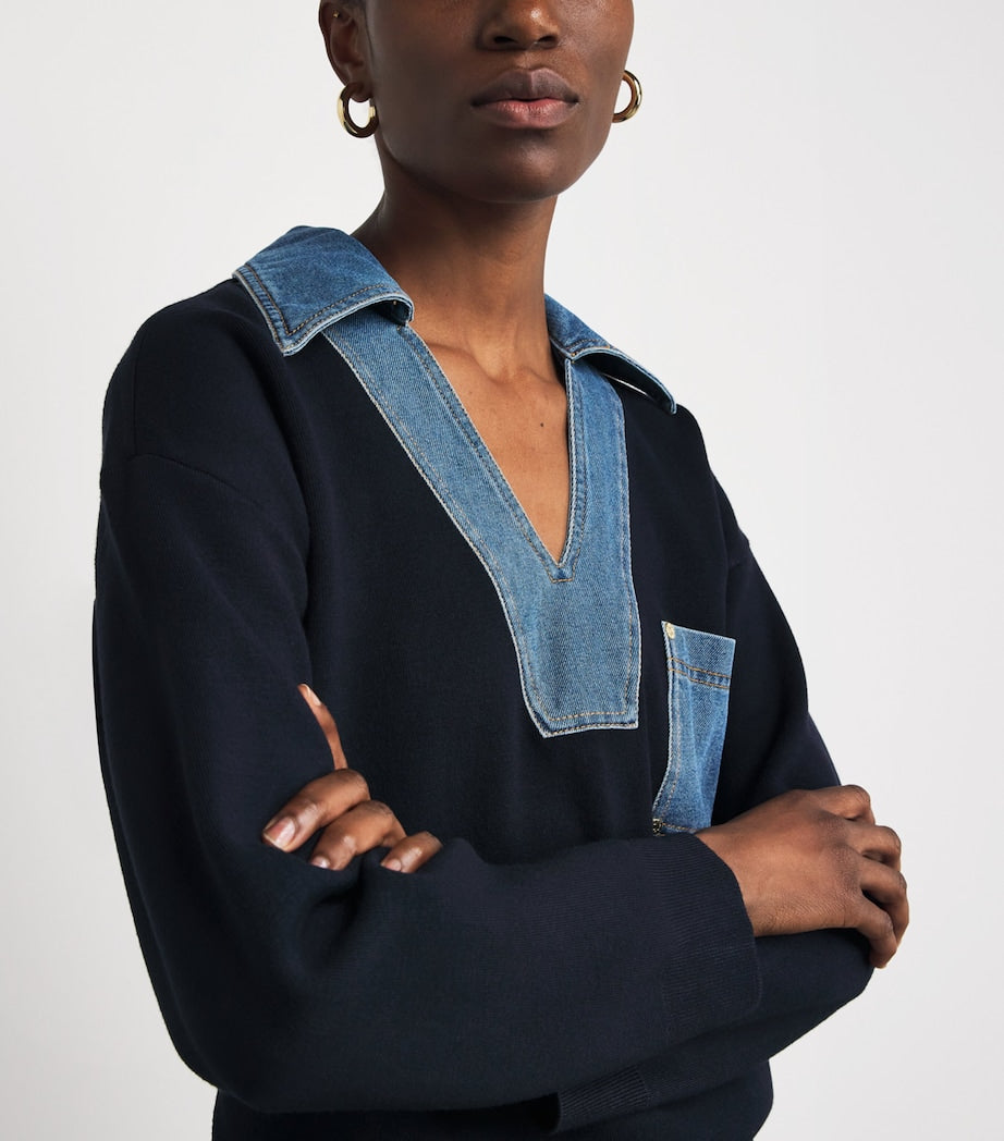 Denim-Trim Sweater
