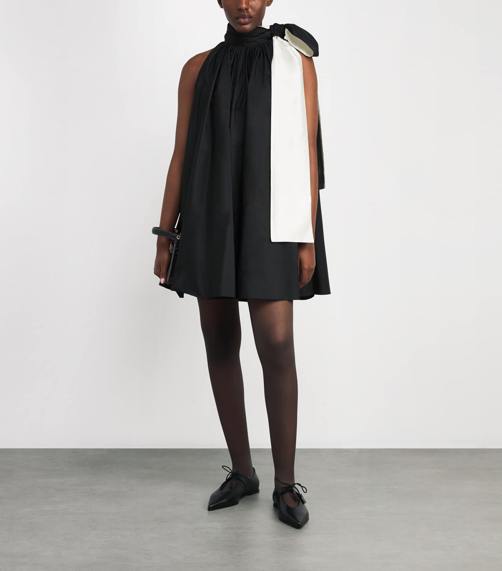 Max Mara Black Bow-Neck Mini Dress