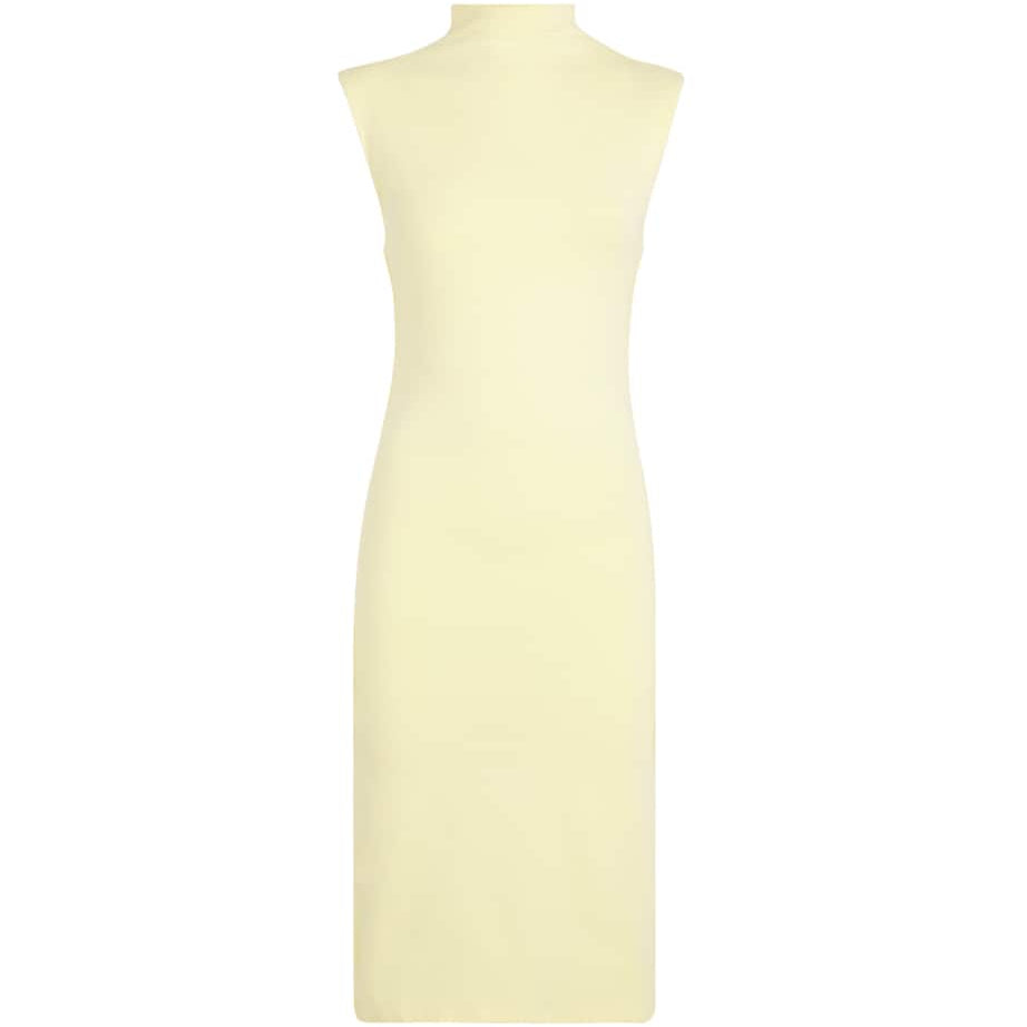 Yellow Jersey High-Neck Mini Dress