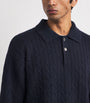 FRAME Navy Wool-Cashmere Polo Sweater