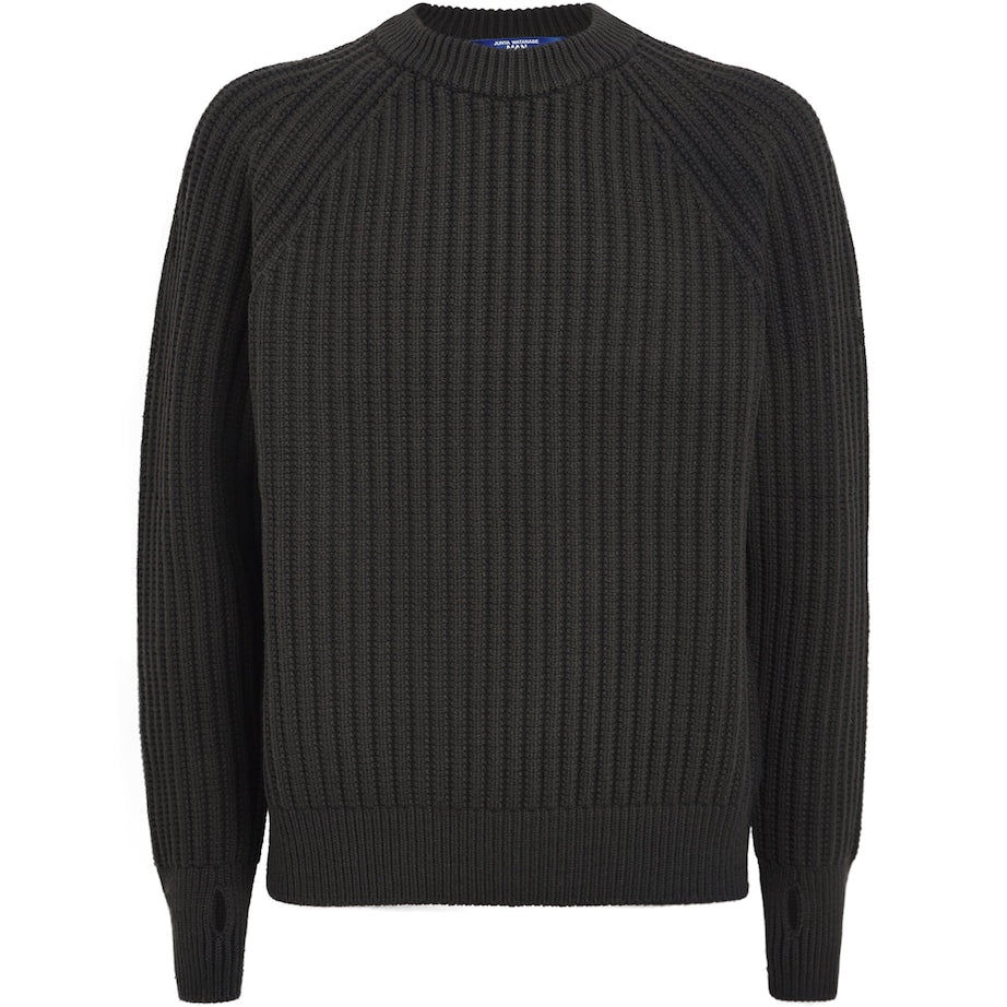 Black Wool Ribbed Sweater