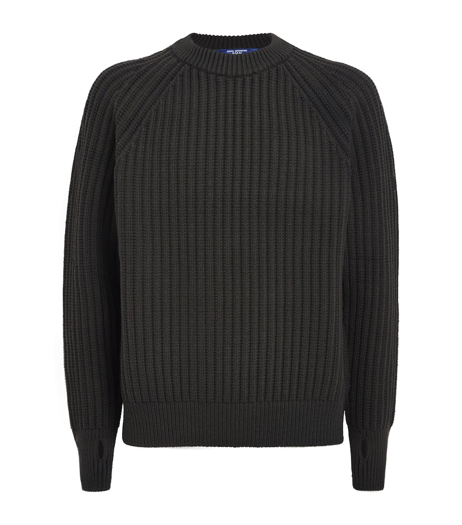 Black Wool Ribbed Sweater