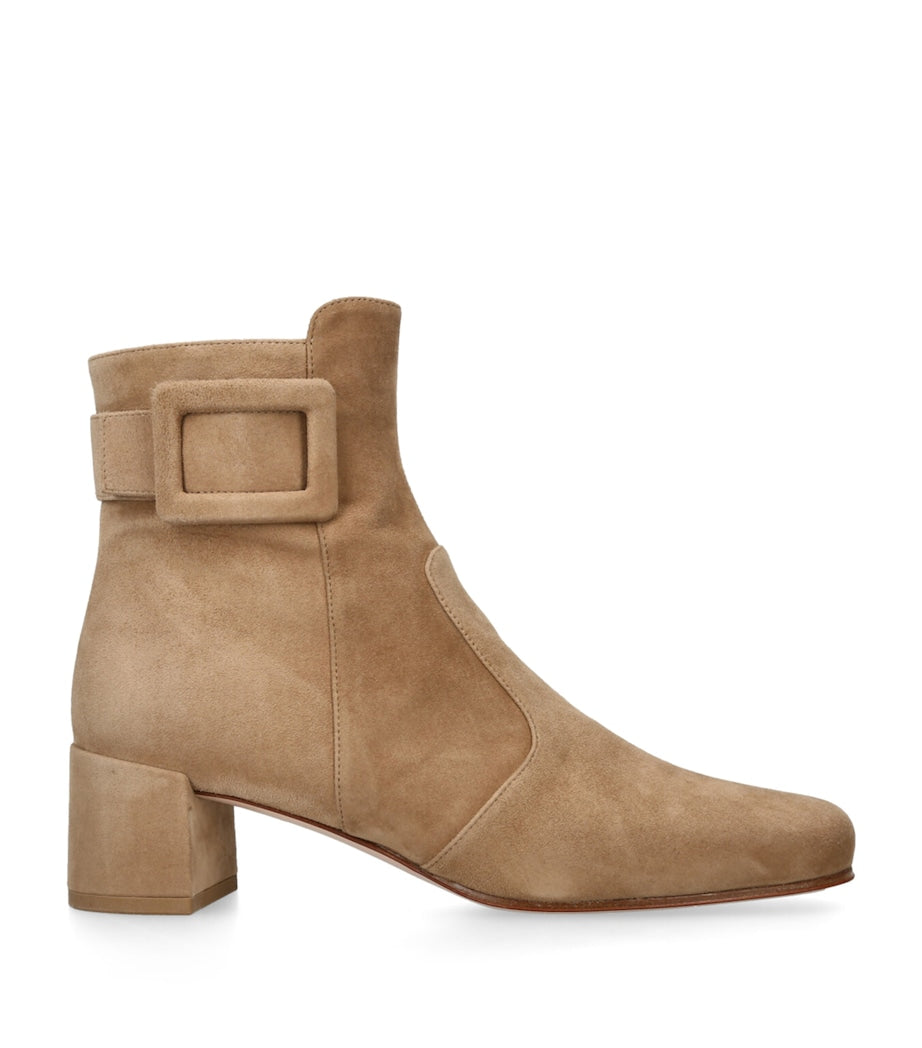 Beige Suede Très Vivier Ankle Boots 45