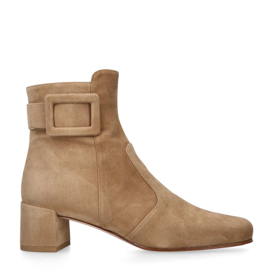 Beige Suede Très Vivier Ankle Boots 45