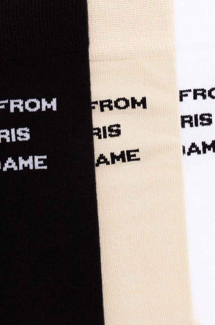 Pamuklu Çoraplar Drôle de Monsieur Le Pack de Chaussettes Slogan (3 Çift)