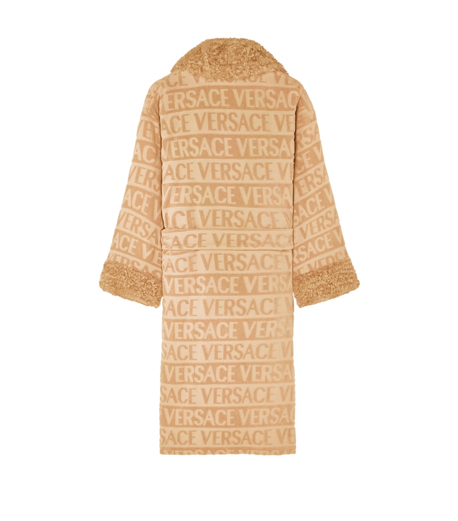 Faux Fur-Trim Monogram Robe
