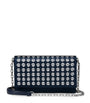 Navy Paloma Silk-Leather Clutch Bag
